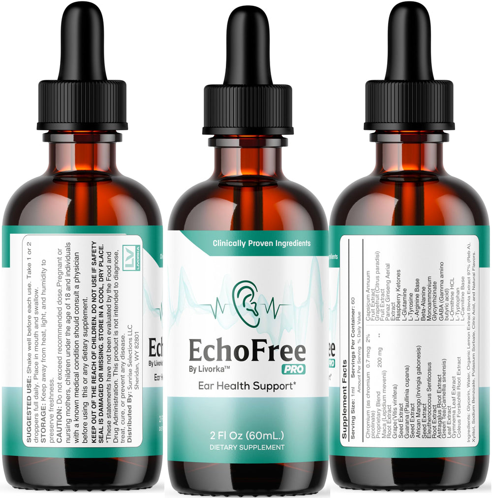 Natural ingredients concept with EchoFree Drops and leaves