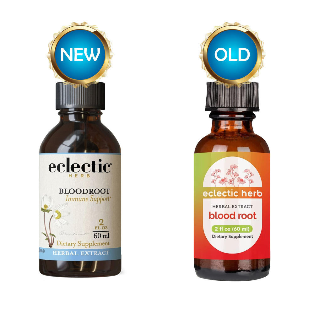 Eclectic Bloodroot 2 Ounce bottle - label close-up