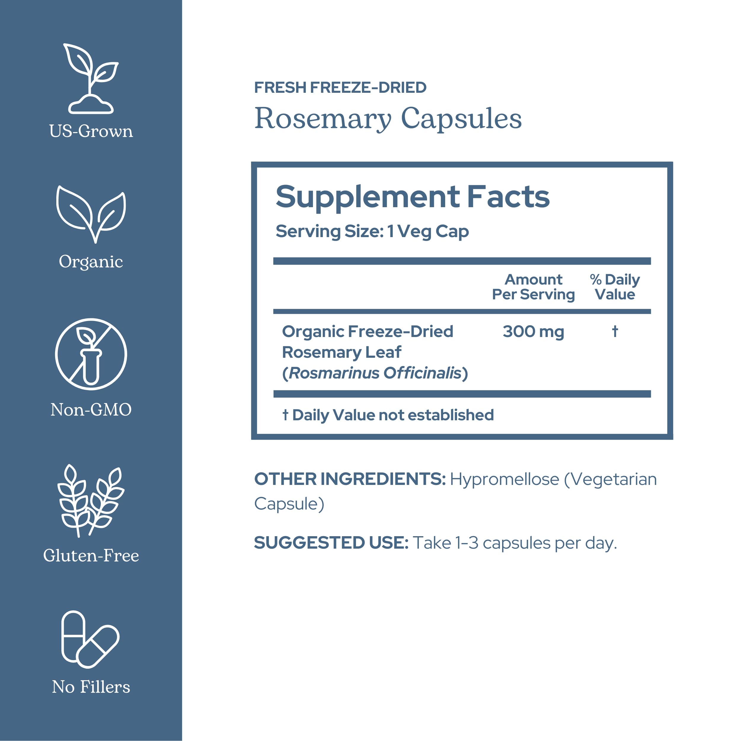 Eclectic Herb Rosemary Capsules product label