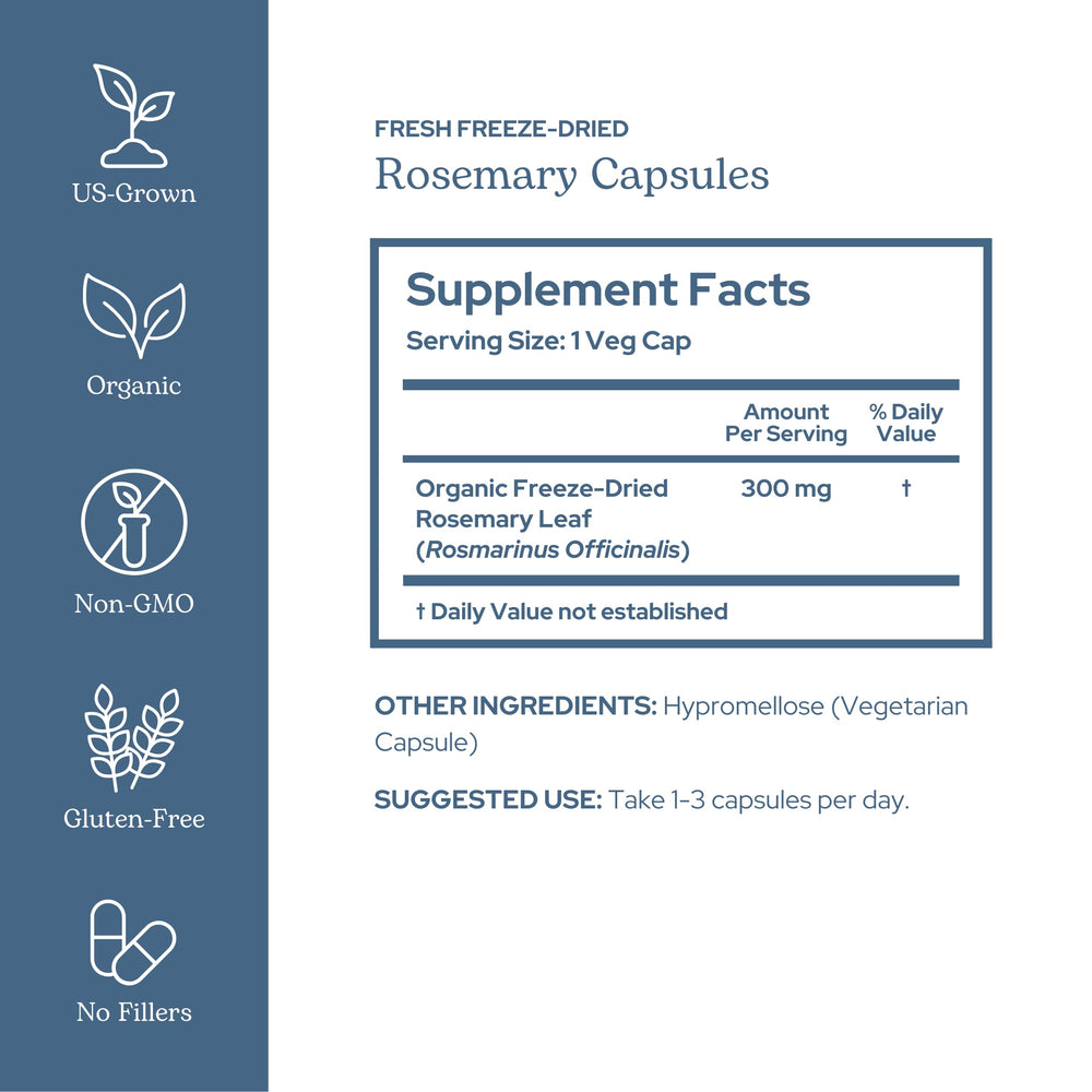 Eclectic Herb Rosemary Capsules product label