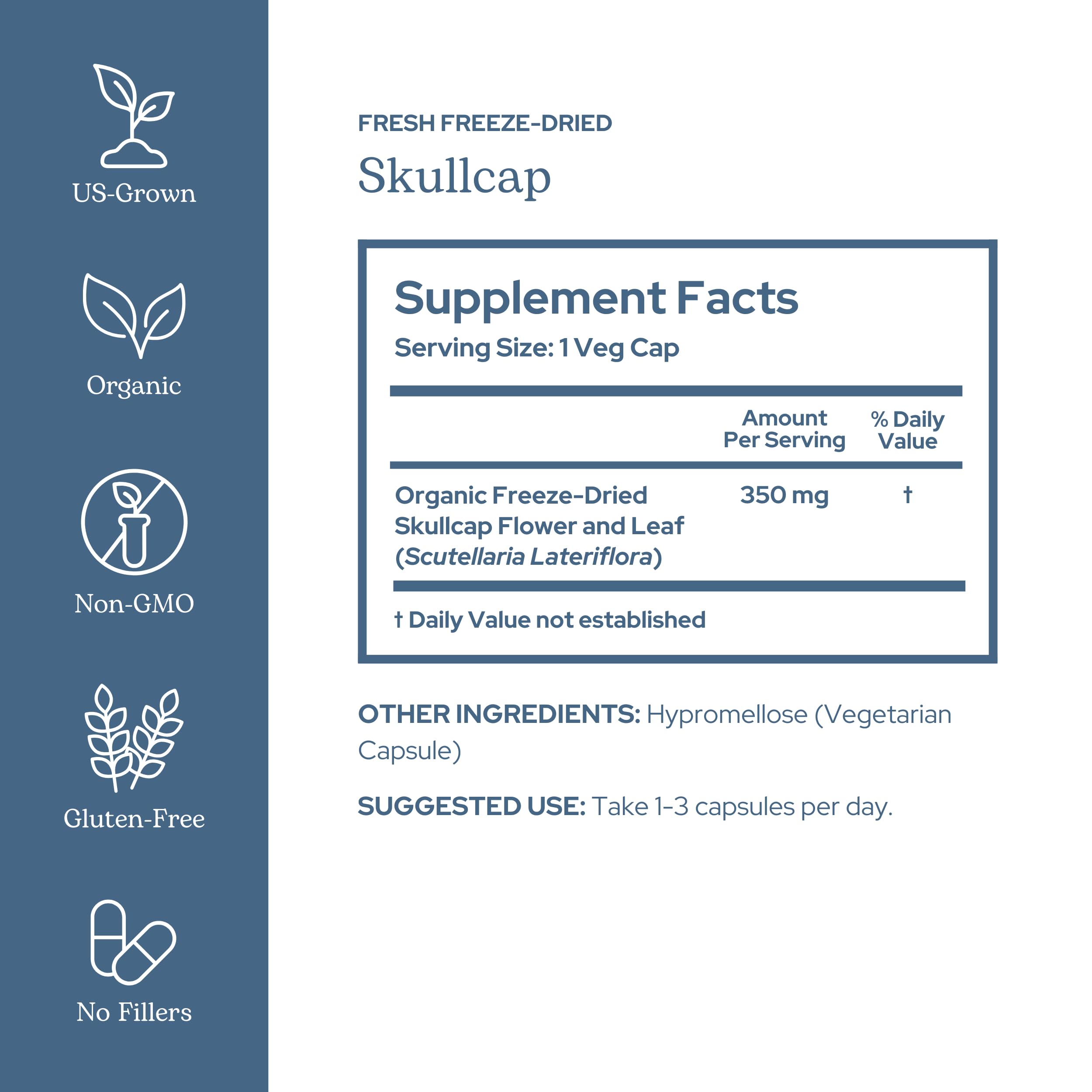 Eclectic Herb Skullcap Capsules bottle front view