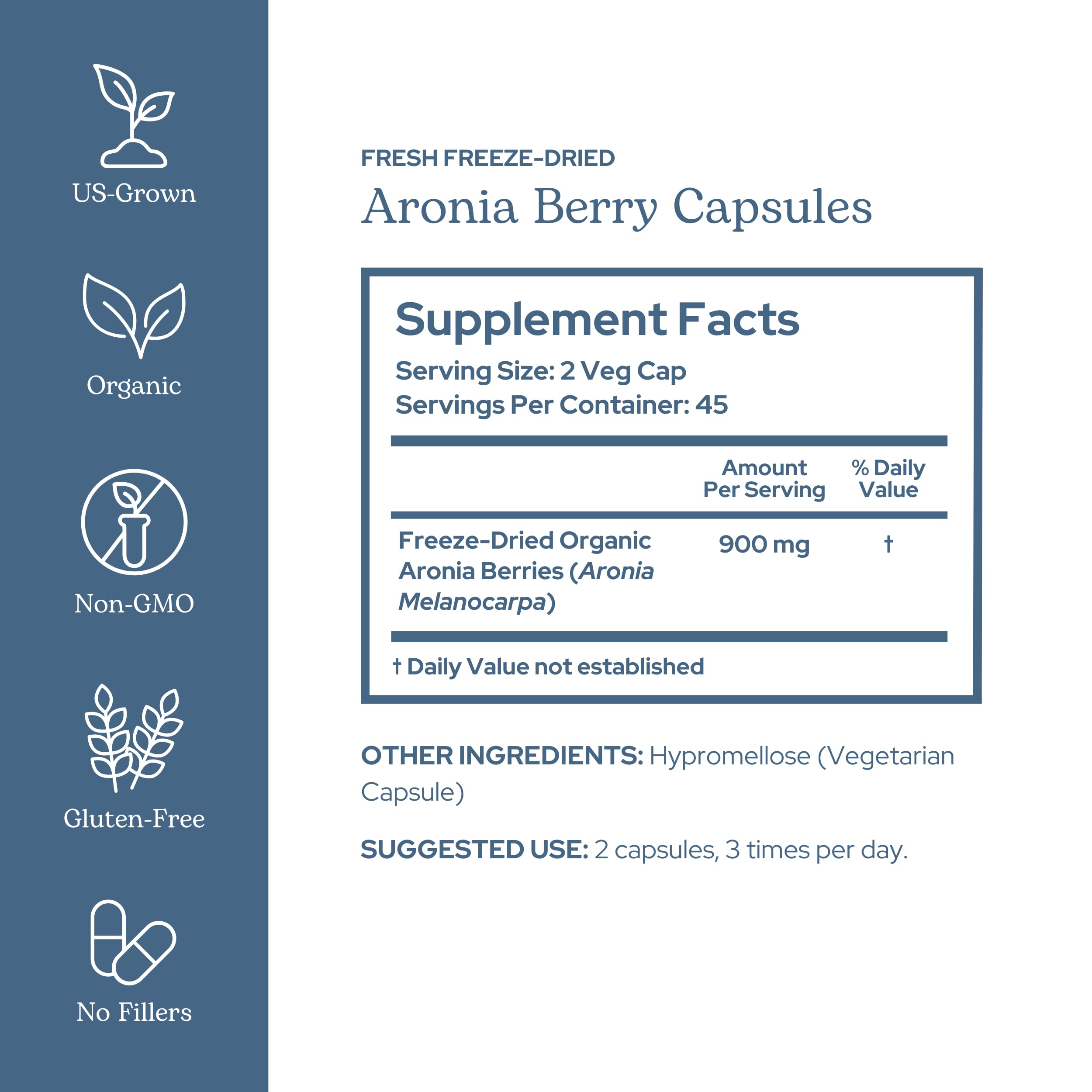 Eclectic Institute aronia capsules open view emphasizing easy daily intake