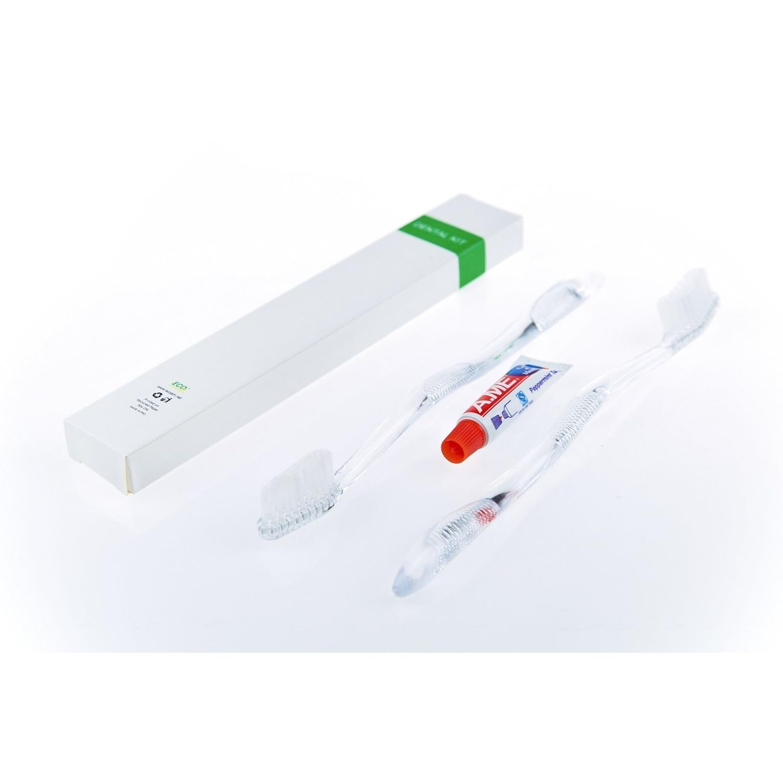 Peppermint toothpaste tubes inside hygienic packaging