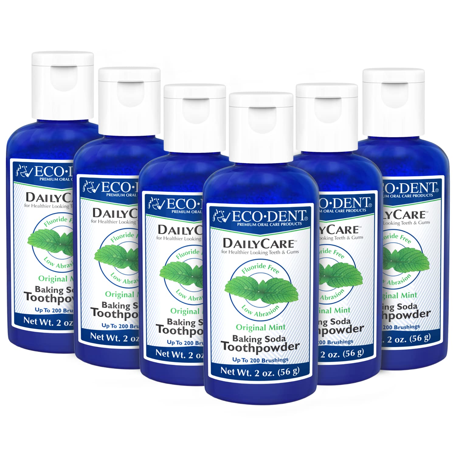 Eco-Dent DailyCare Baking Soda Tooth Powder Mint 2 oz jar - pack of 6