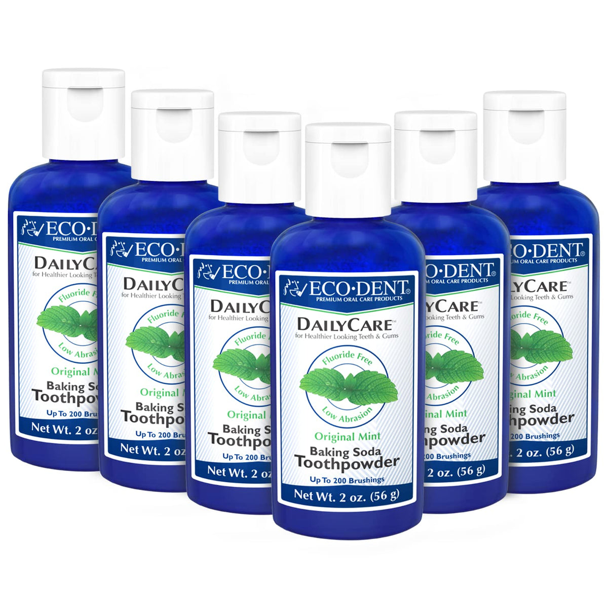 Eco-Dent DailyCare Baking Soda Tooth Powder Mint 2 oz jar - pack of 6