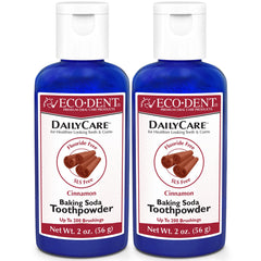 ECO-DENT DailyCare Cinnamon Toothpowder 2oz bottle in 2-pack (hero image)