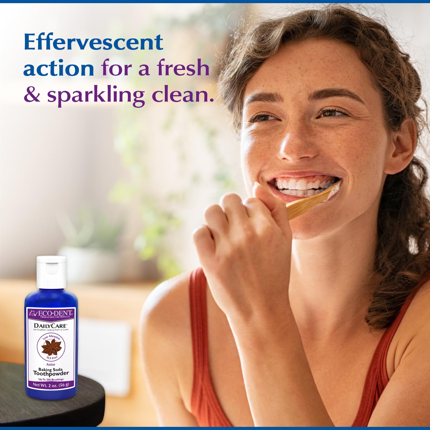 Person brushing teeth with Eco-Dent DailyCare