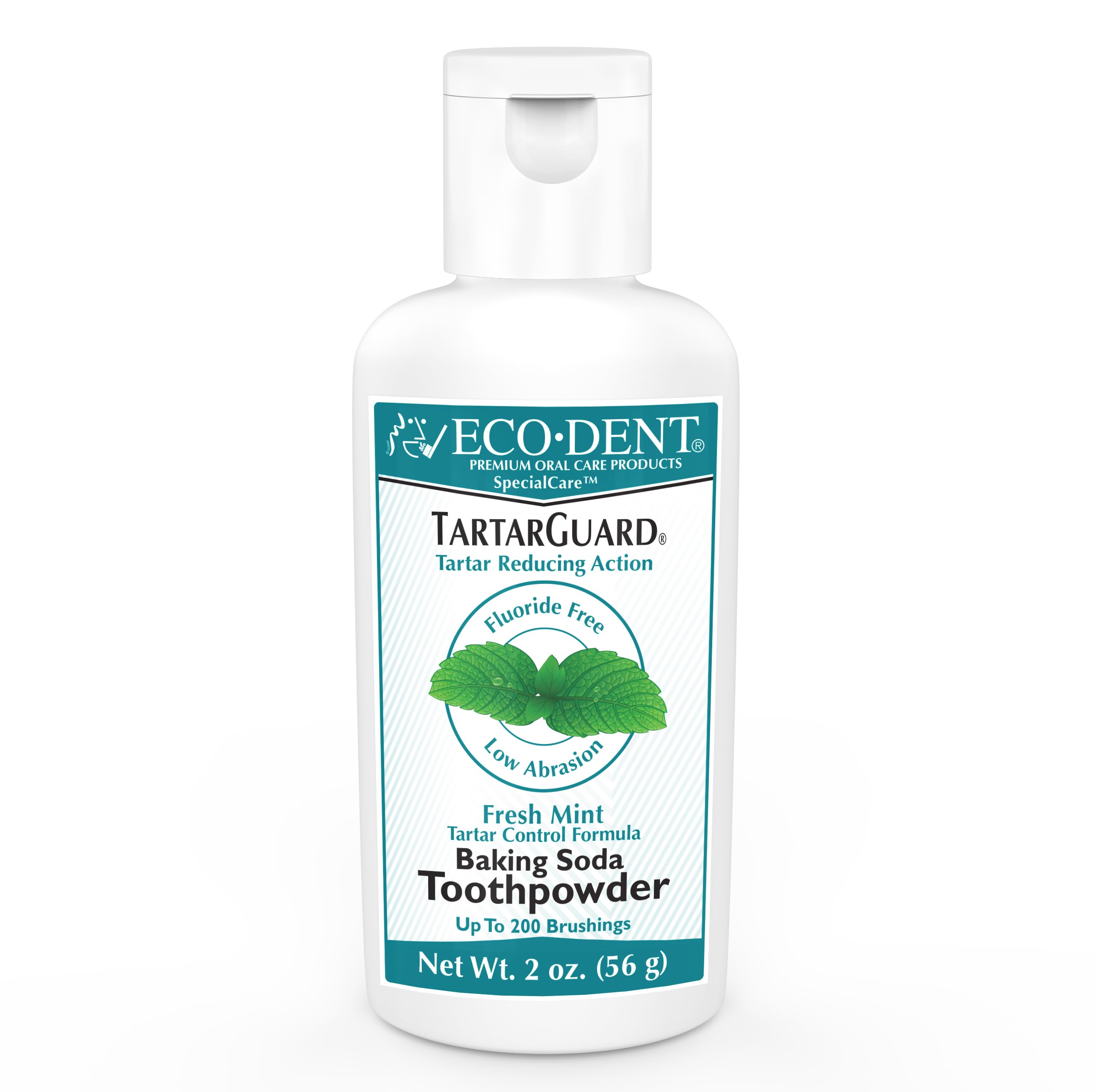 Eco-Dent TartarGuard toothpowder in mint-scented jar with label