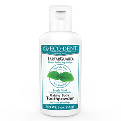 Eco-Dent TartarGuard toothpowder in mint-scented jar with label