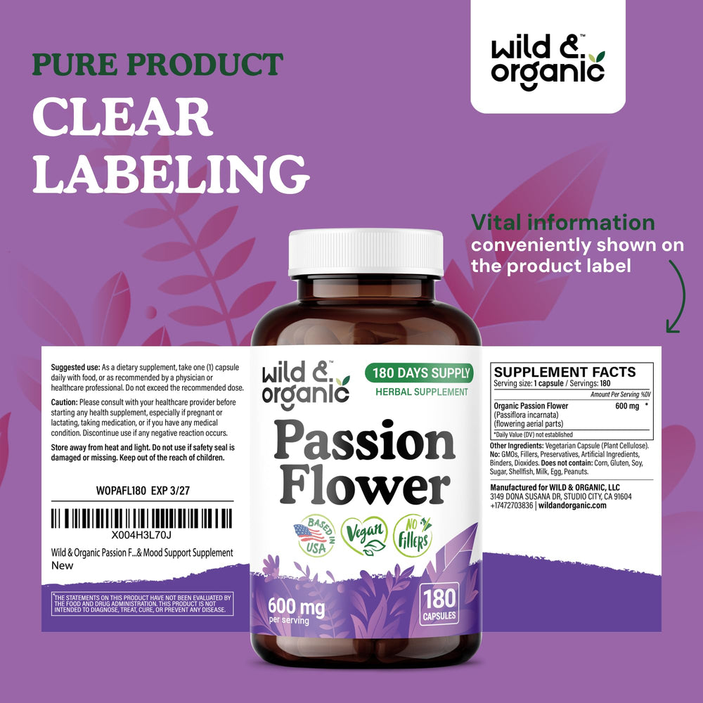 Eco-friendly packaging for passion flower supplement bottle