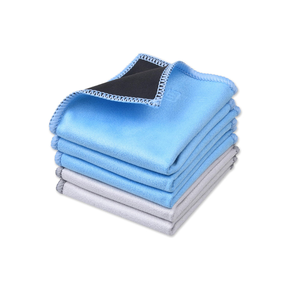 Eco-Fused microfiber cleaning cloths blue and black front view