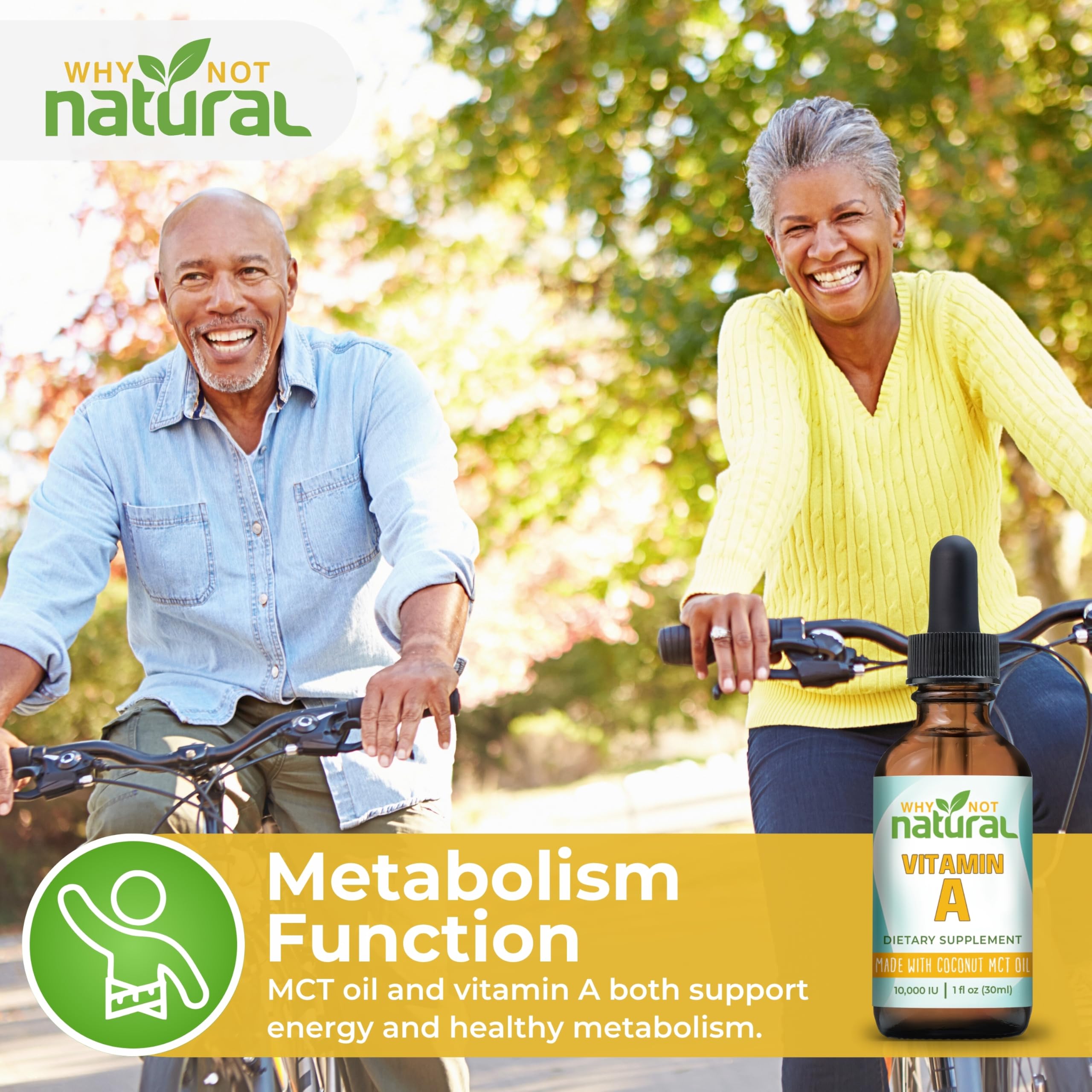 Eco-friendly packaging for Why Not Natural Vitamin A Drops 1 oz bottle