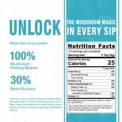 Close-up view of mushroom cacao powder texture