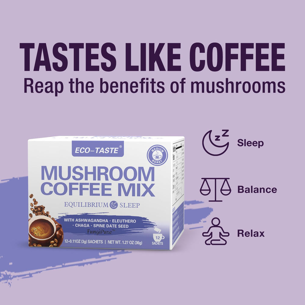 Ingredients of ECO-TASTE Mushroom Coffee: Arabica coffee and adaptogens