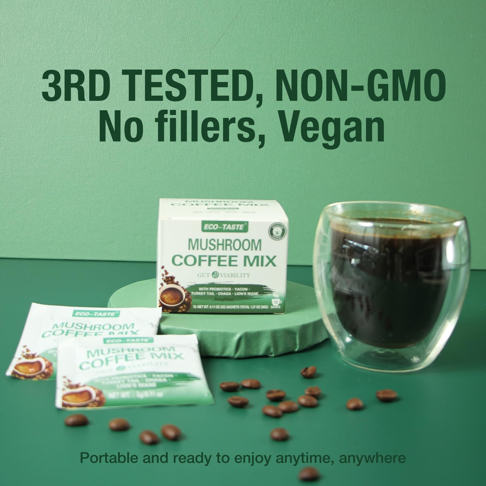 Box of ECO-TASTE Mushroom Coffee Mix with 12 sachets