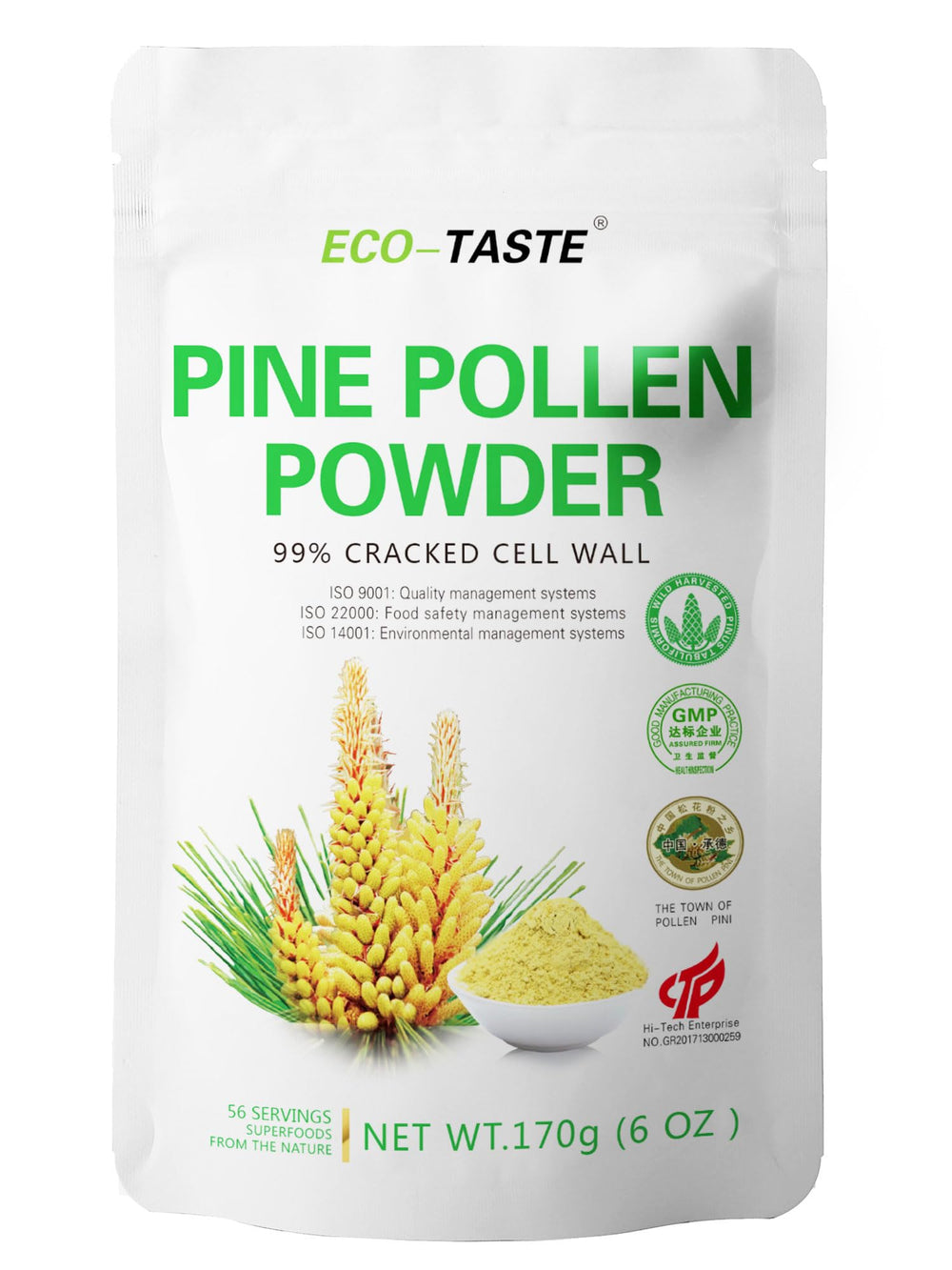 ECO-TASTE Pine Pollen Powder 6oz bottle with label