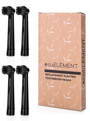 ecoELEMENT 4-pack replacement toothbrush heads for Oral B with charcoal-infused bristles – close-up
