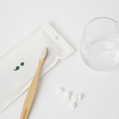 Close-up of biodegradable bamboo toothbrush bristles