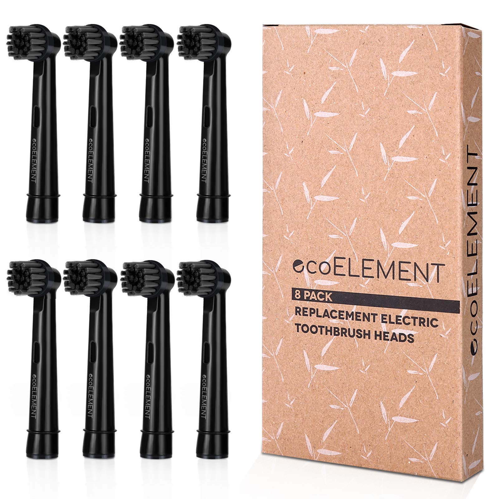 ecoELEMENT charcoal replacement toothbrush heads 8-pack for Oral-B/Braun - front view