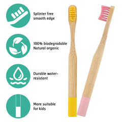 Biodegradable bamboo handle of EcoFrenzy kids toothbrush