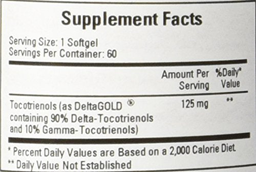 Annatto Tocotrienols 125 mg gel capsules close-up