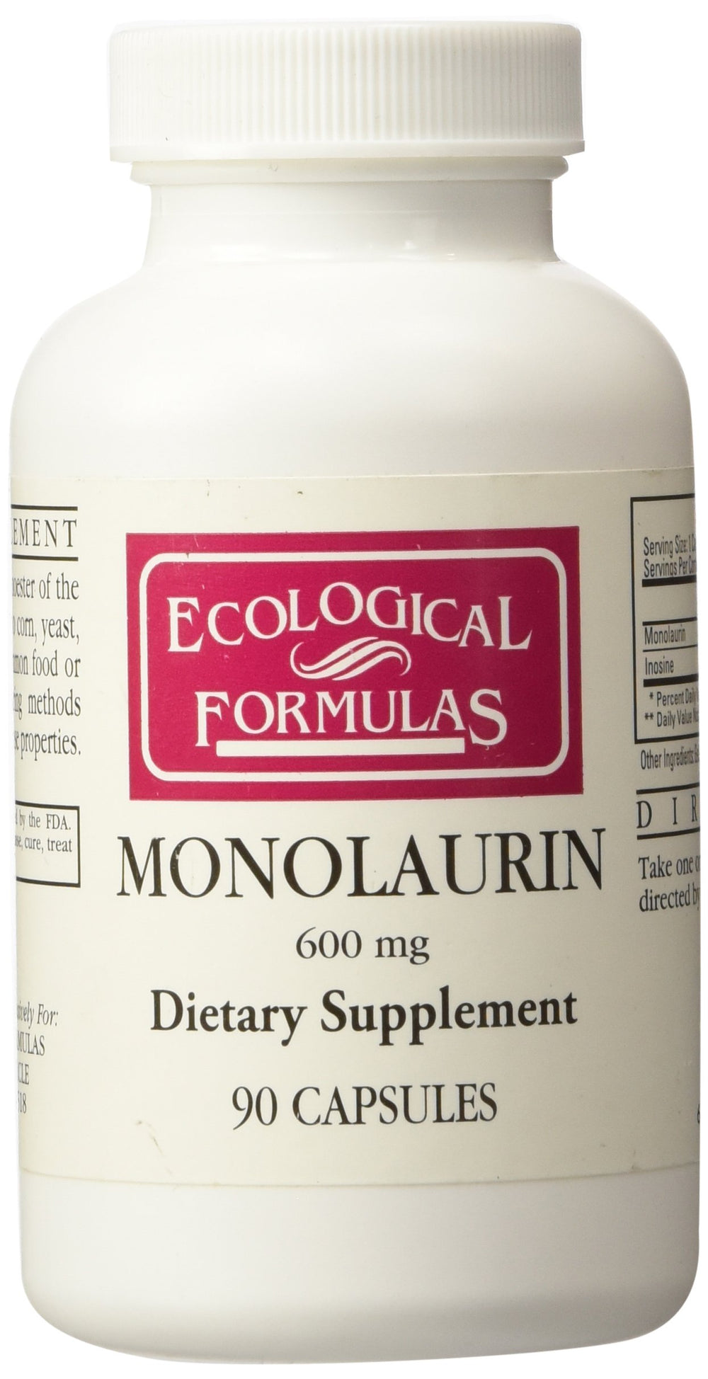 Ecological Formulas Monolaurin 600mg bottle label