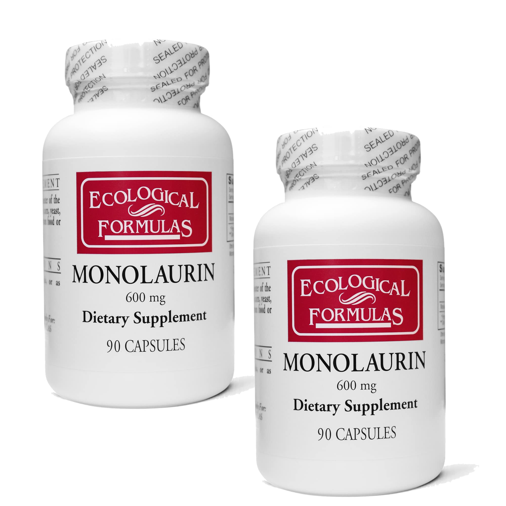 Front view of Ecological Formulas Monolaurin 600 mg bottle