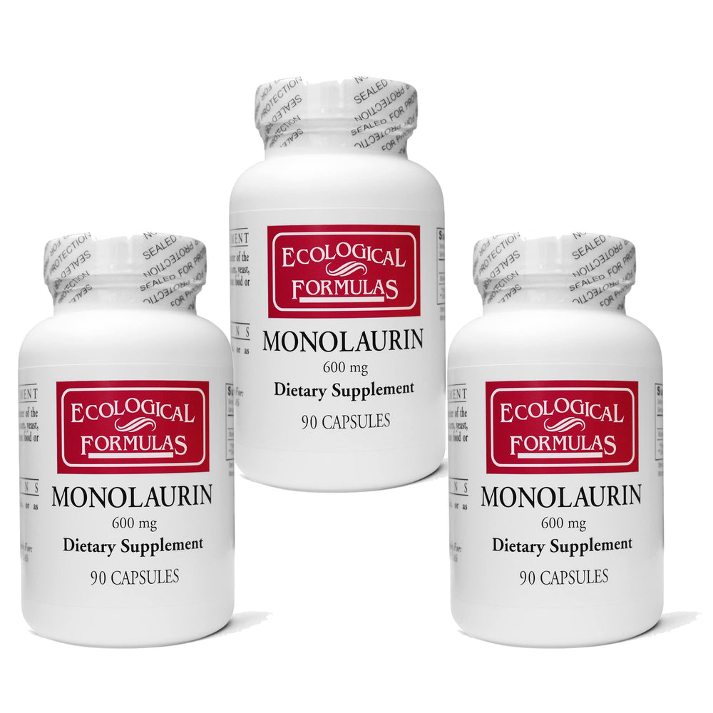 Ecological Formulas 600 mg Monolaurin three-bottle packaging
