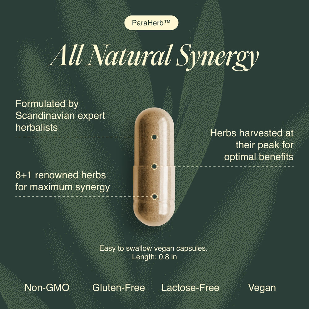 Ecosh ParaHerb bottle dispense shot illustrating convenient daily dosing