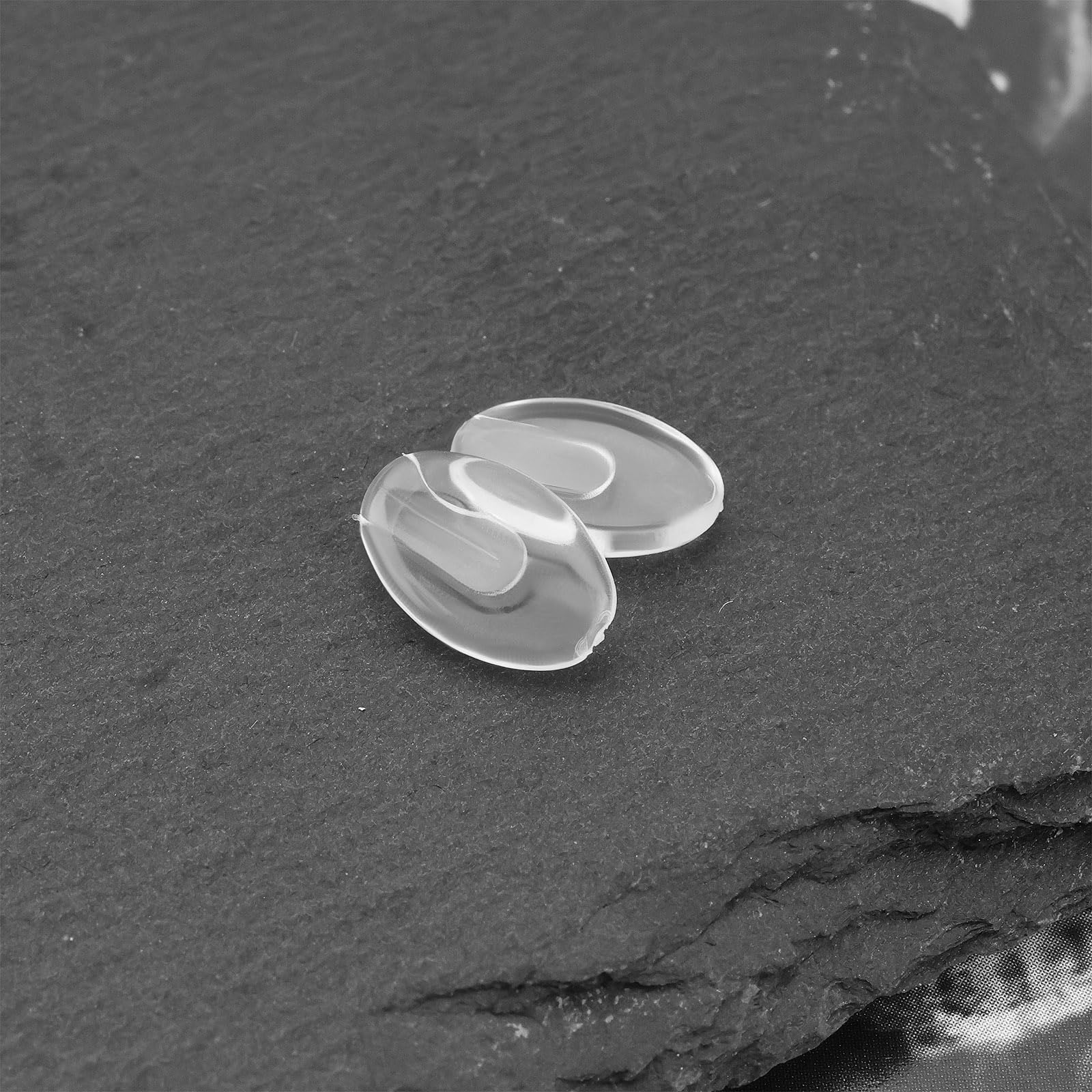 Nose pads in use on rimless eyewear