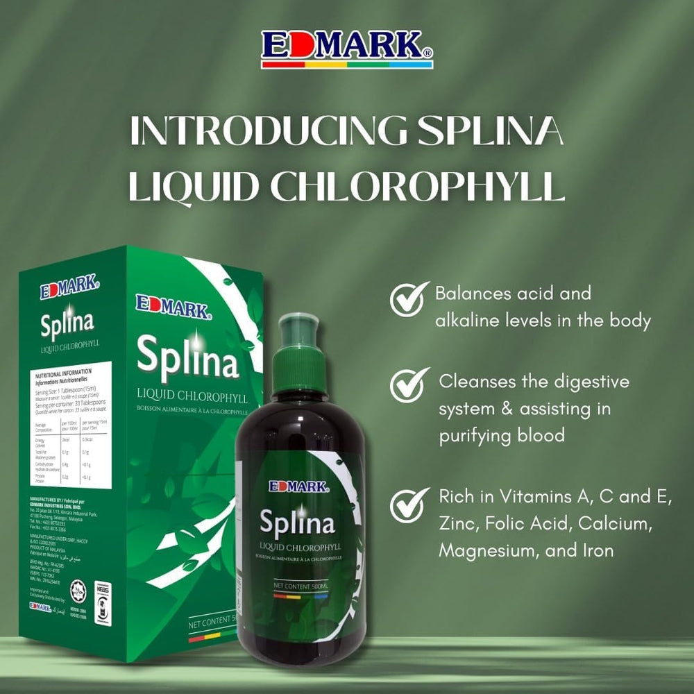 Pouring EDMARK Splina Liquid Chlorophyll into glass