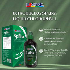 Pouring EDMARK Splina Liquid Chlorophyll into glass