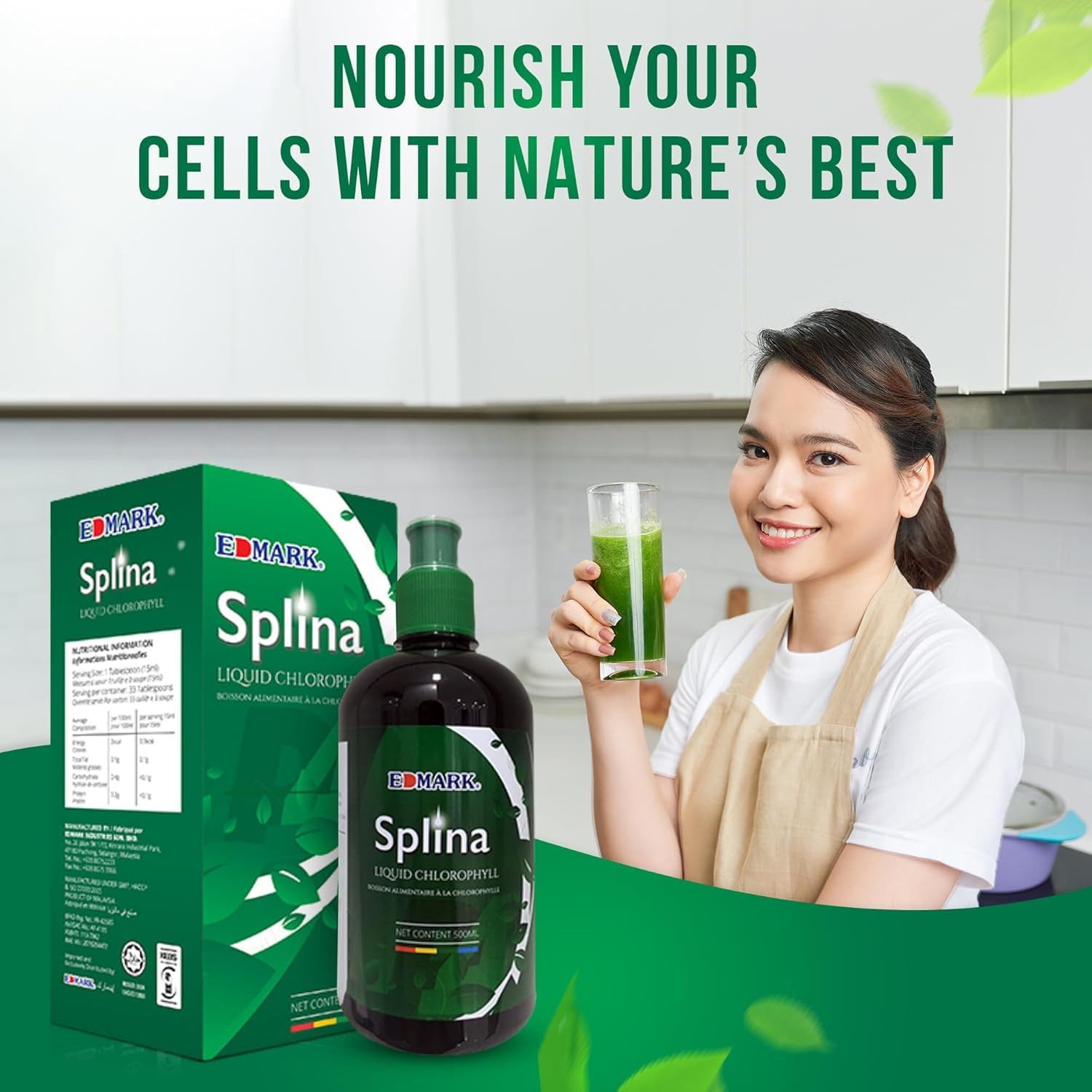 Plant-based, organic ingredients label on Splina