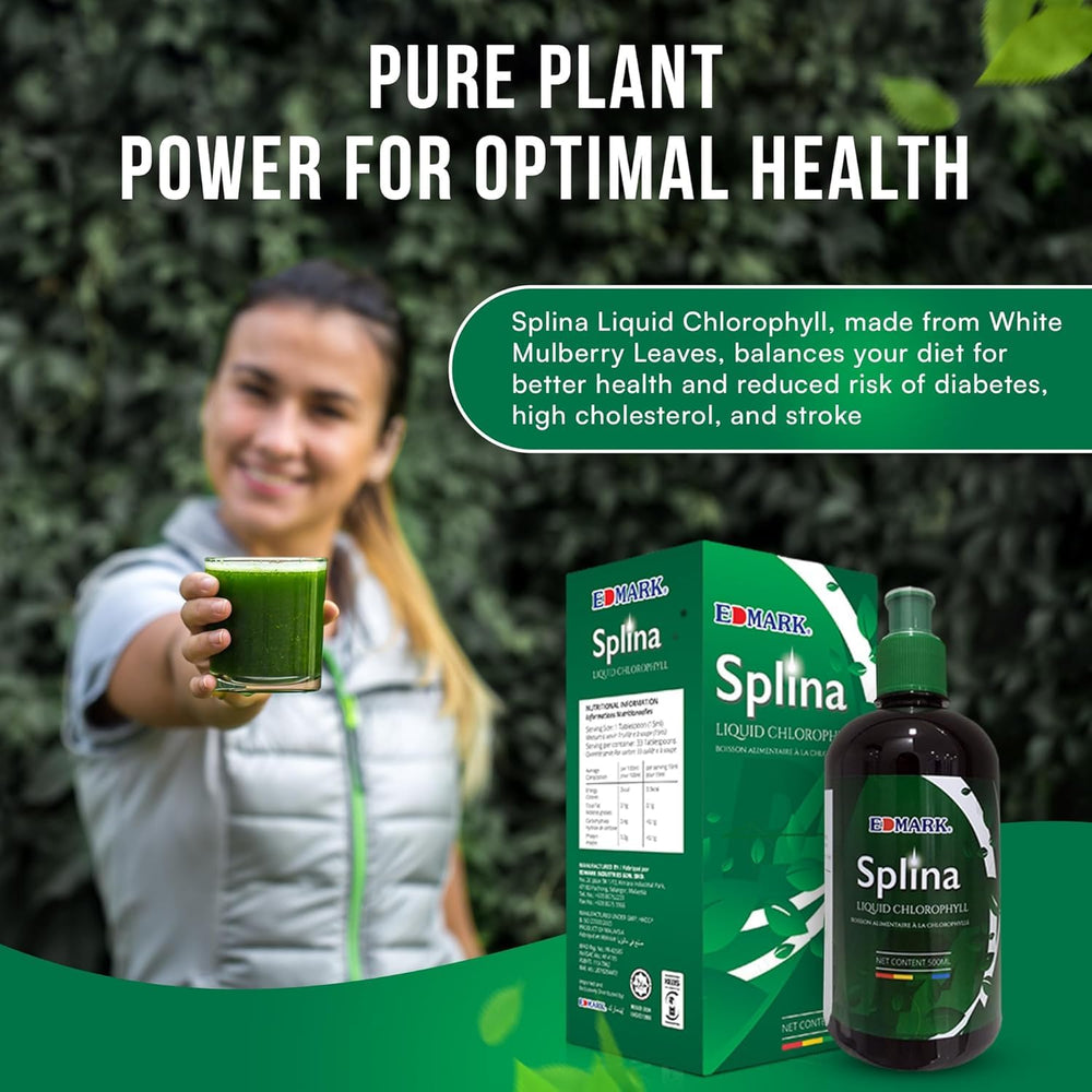 Lifestyle shot of Splina Chlorophyll drink