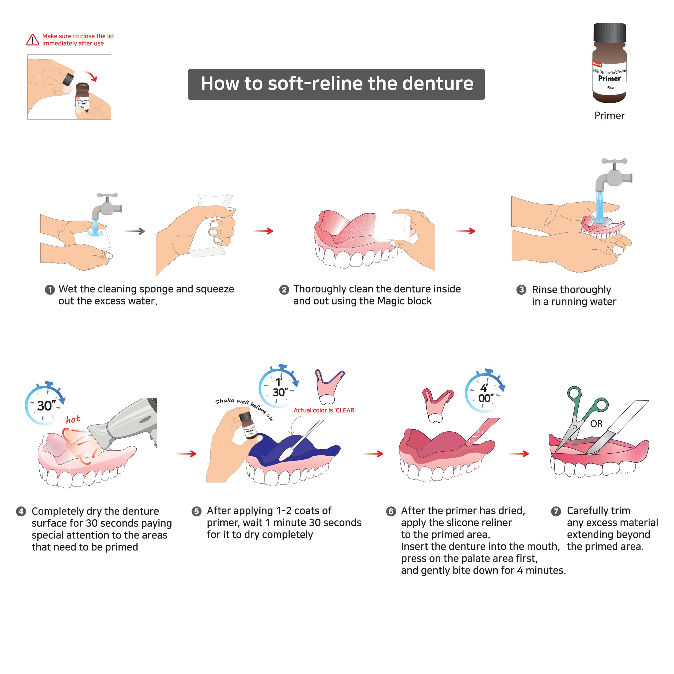Silicone denture reliner primer for long-lasting comfort