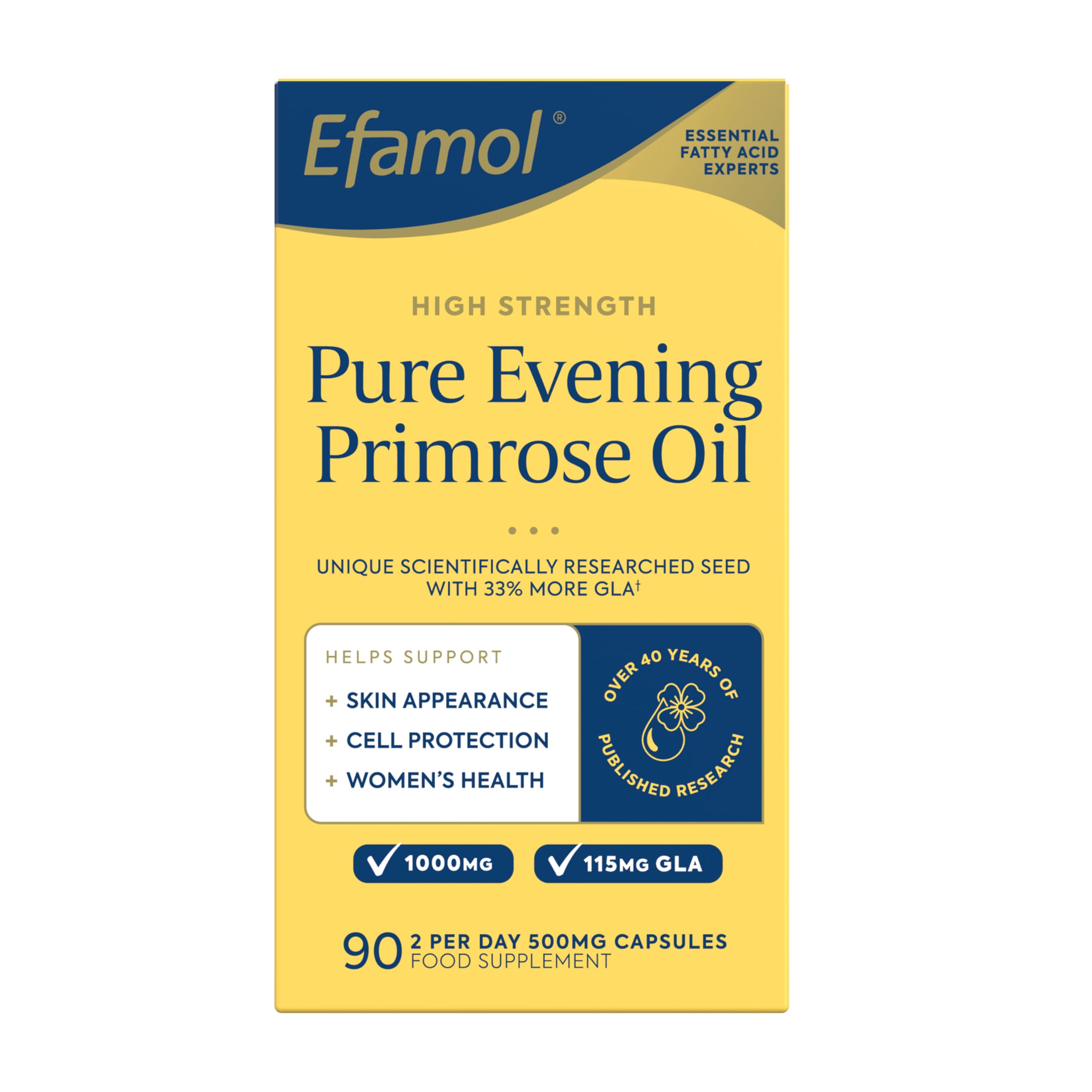 Efamol Evening Primrose Oil 500mg 90 capsules bottle back label