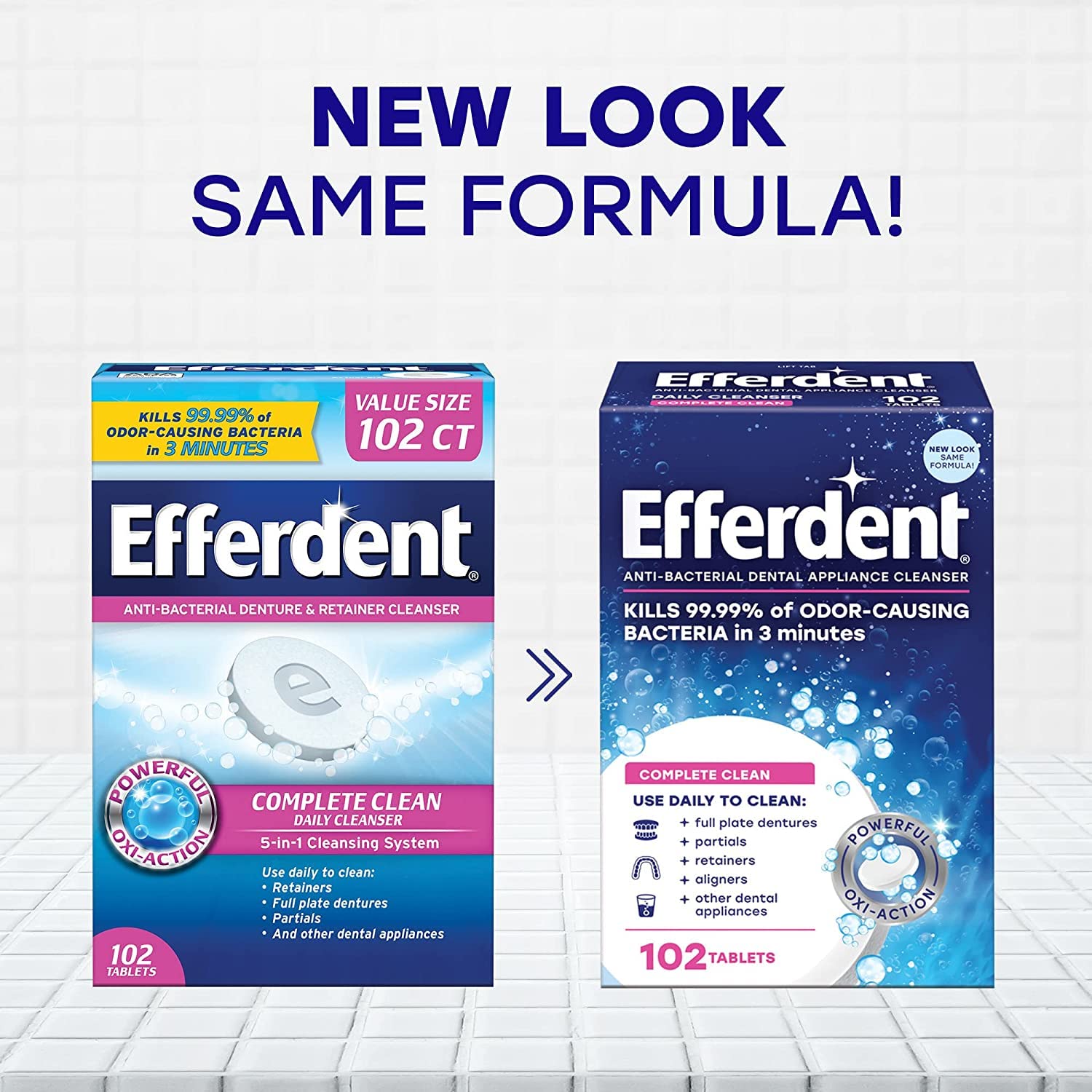 Advanced cleaning formula graphic for Efferdent