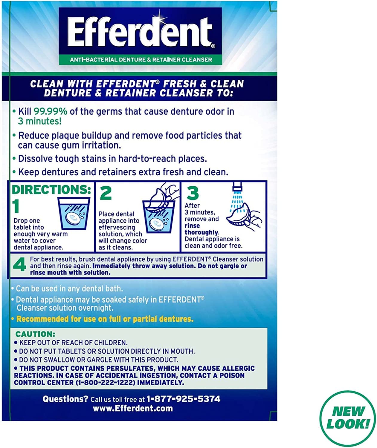 Efferdent cleaning tablets for retainers and dentures