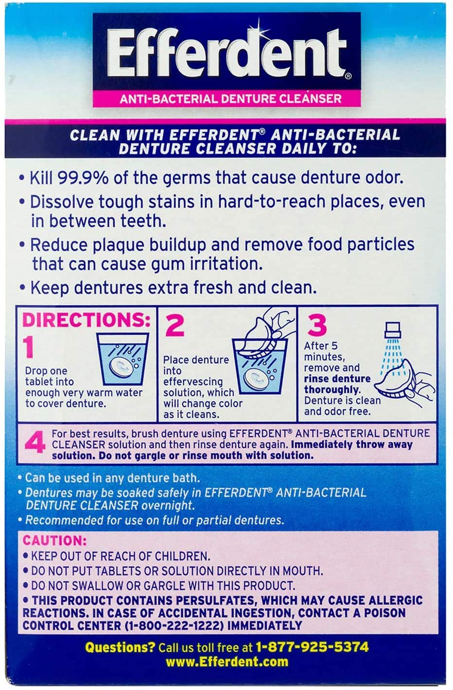 Close-up of Efferdent denture cleaner dissolvable tablet
