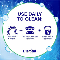 Dissolving Efferdent Minty Fresh & Clean tablets in warm water