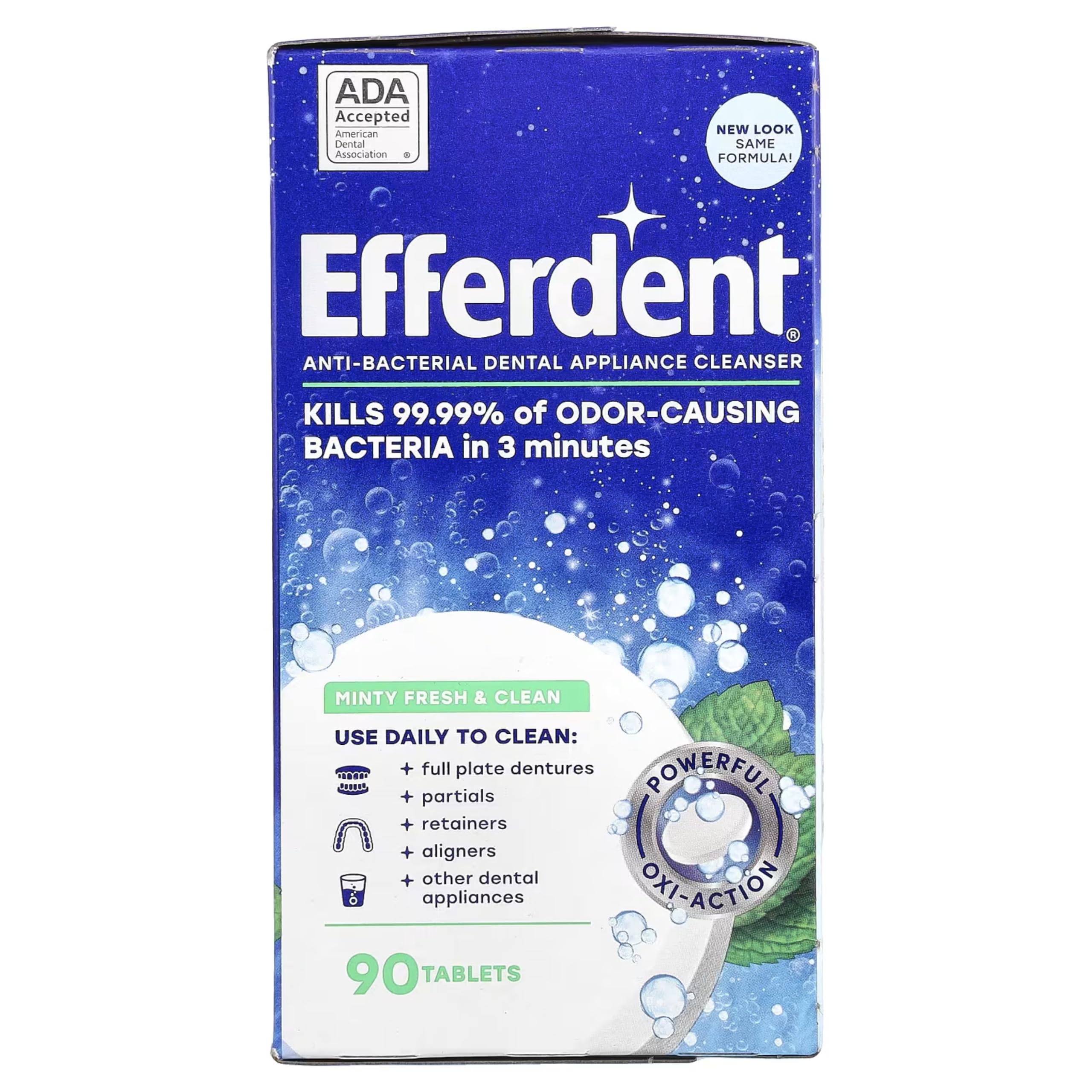 Efferdent Oxi-Action cleaning tablets used to remove stains
