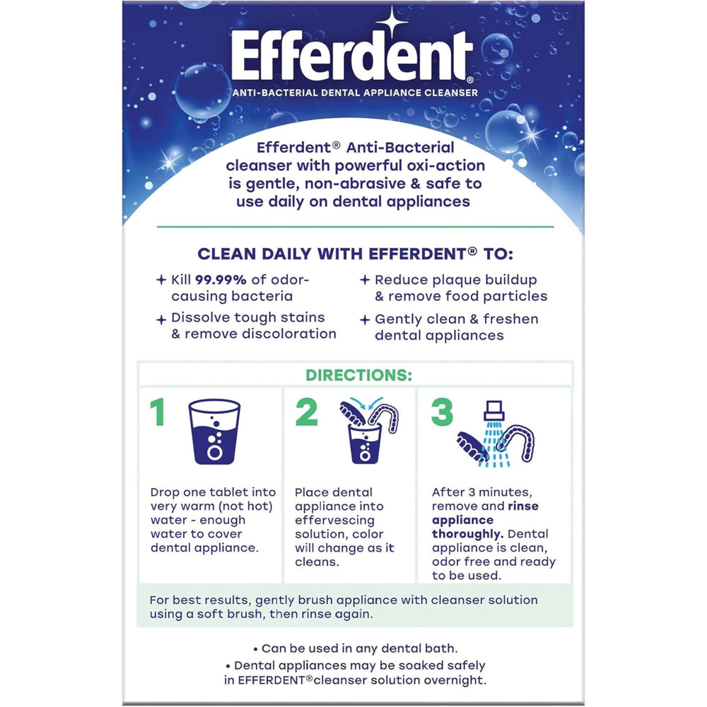 Pack of 5 Efferdent Minty Fresh & Clean tablet boxes with 90 tablets each