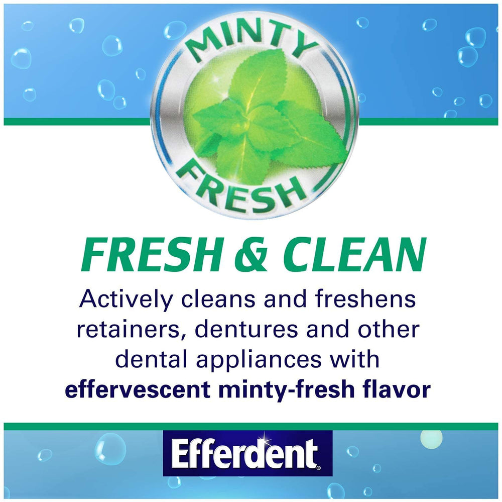 Efferdent Plus Mint denture cleanser box with 90 tablets