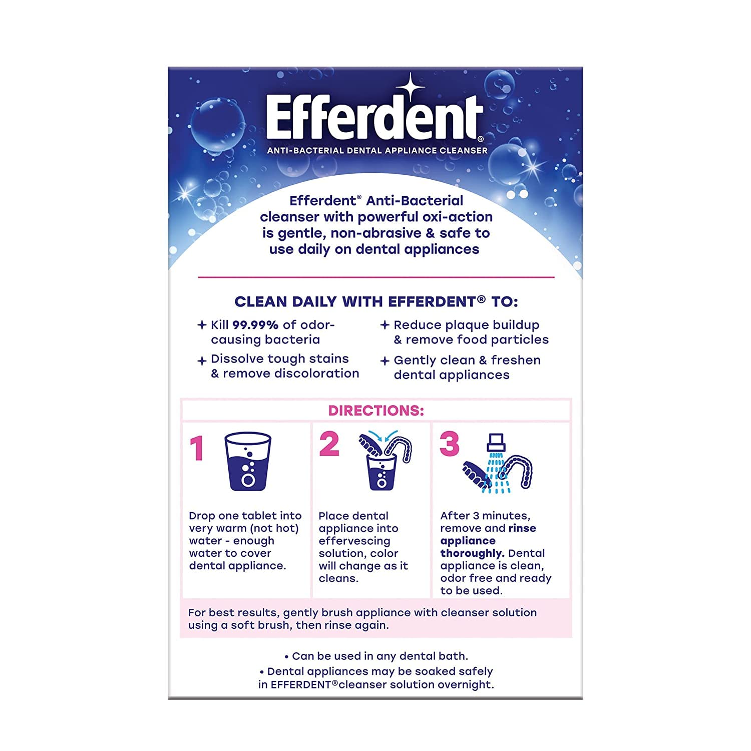 Trusted Efferdent oral care brand packaging