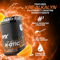 K-OTIC Pre Workout bottle angled – Orange Mango