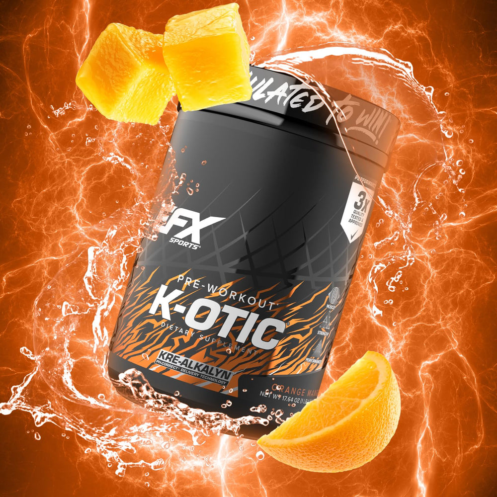 K-OTIC Pre Workout packaging – Orange Mango