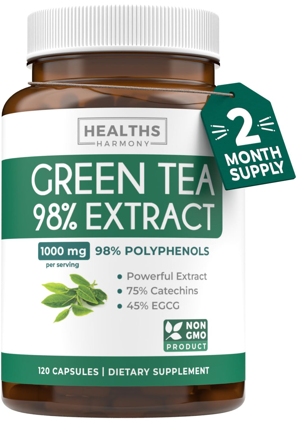 Bottle of EGCG Green Tea Extract Capsules 500mg per capsule