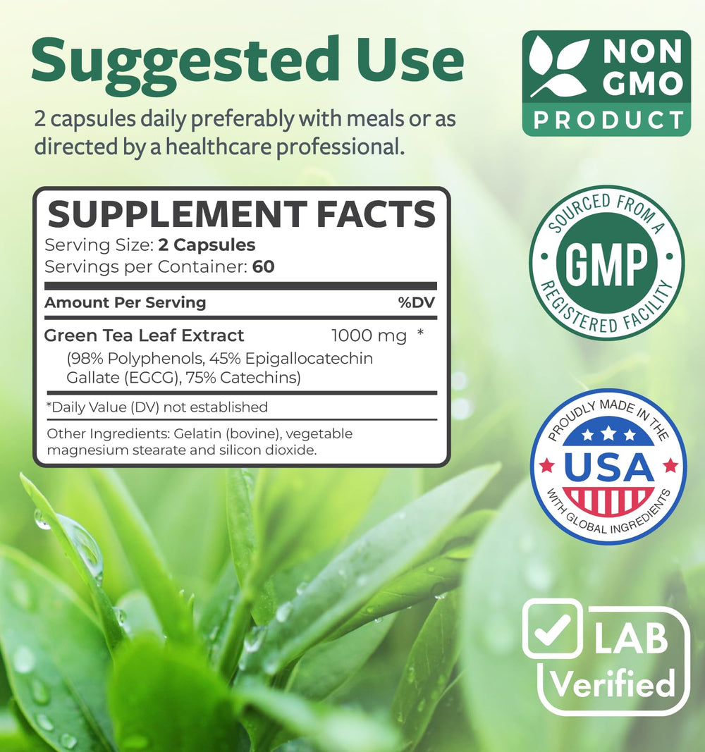 Lifestyle image showing daily use of EGCG Green Tea Extract capsules