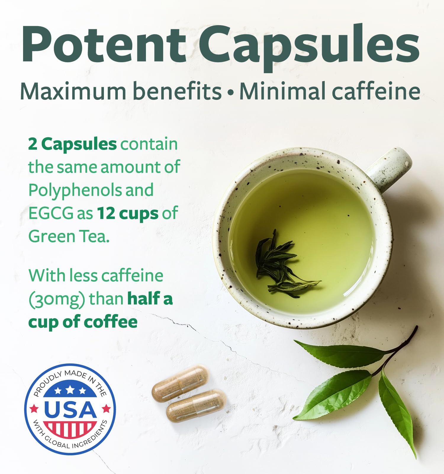 Supplement facts panel for EGCG Green Tea Extract capsules