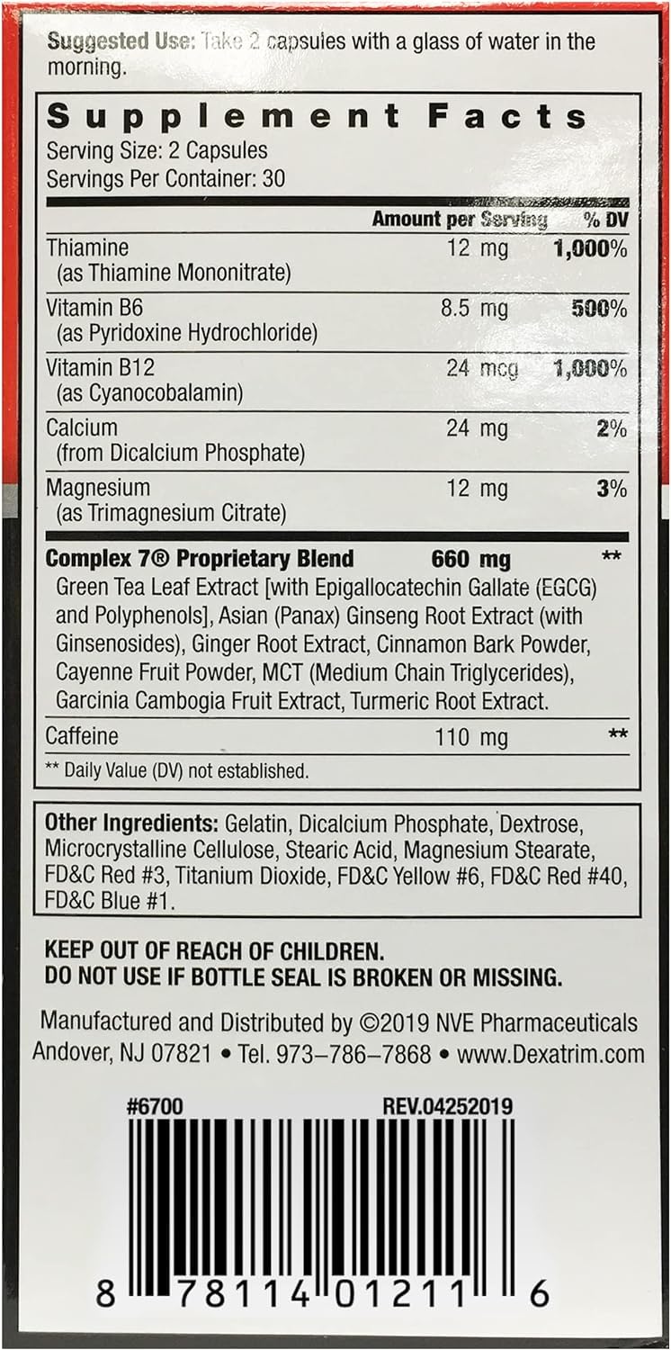 Close-up of Dexatrim Max Complex-7 capsules